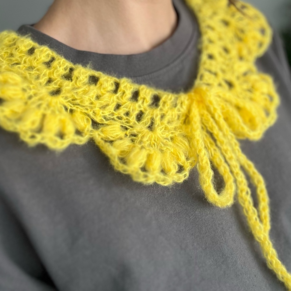 Handmade Crochet Mohair Collar - Yellow
Detachable Accessory